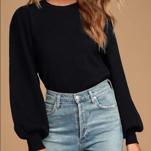 Black balloon sleeve sweater